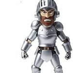 Figura articulada de Sir Arthur, protagonista de Ghosts 'n Goblins, vistiendo su armadura de caballero plateada completa, un icono de los juegos de plataformas de Capcom.