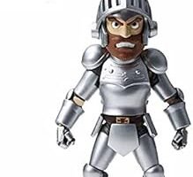 Figura articulada de Sir Arthur, protagonista de Ghosts 'n Goblins, vistiendo su armadura de caballero plateada completa, un icono de los juegos de plataformas de Capcom.