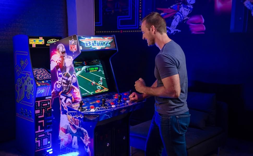 Rincón arcade doméstico con máquina recreativa para jugar en casa
