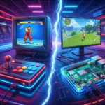 Comparativa entre máquina arcade retro clásica y Raspberry Pi moderna para gaming arcade en casa