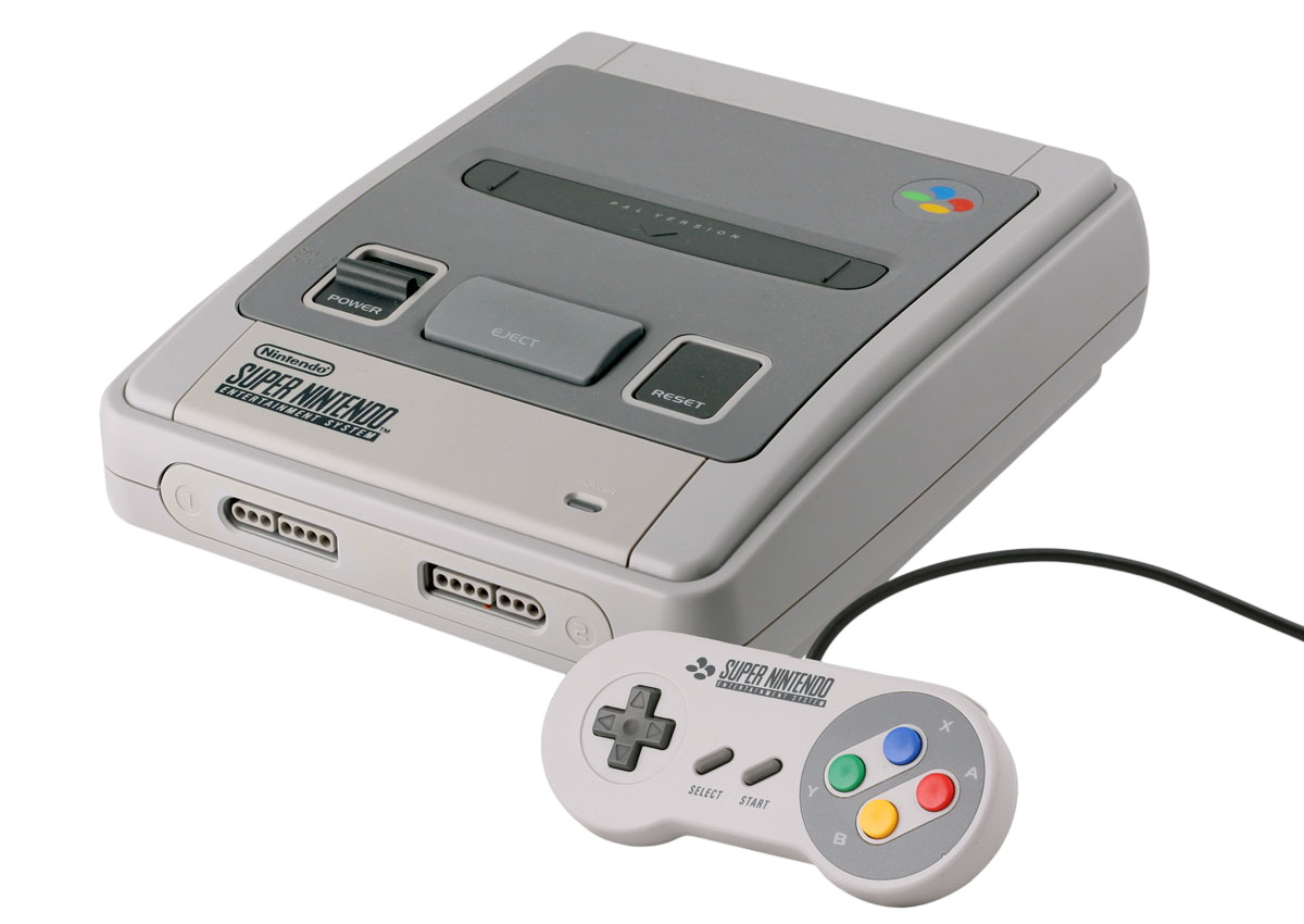 Super Nintendo SNES PAL, referencia visual de la era 16 bits