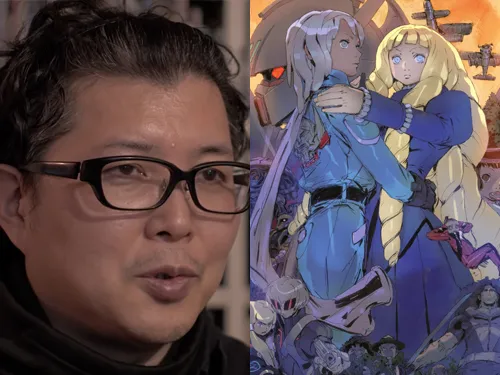 Retrato de Akira Yasuda, conocido como Akiman, junto a una ilustración de su autoría, el artista principal detrás de los personajes de Street Fighter II.