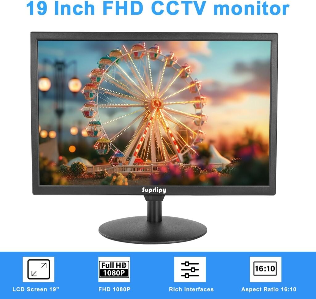 Monitor 19 pulgadas FHD 1080p LCD con formato 16:10 ideal para CCTV, PC o arcade