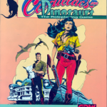 portada ilustrada de Cadillacs and Dinosaurs con los protagonistas del universo Xenozoic Tales en material promocional de GDW Games