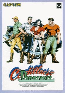 Personajes del juego arcade Cadillacs and Dinosaurs de Capcom con los protagonistas del clásico beat em up retro