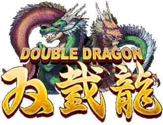 Double Dragon juego arcade clásico beat em up de Technos Japan con los dragones y el logo original del videojuego retro