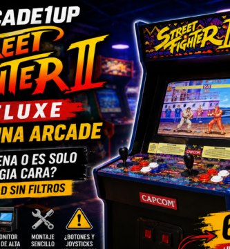 Imagen destacada de la reseña Arcade1Up Street Fighter II Deluxe Máquina Arcade con estética retro arcade, 14 juegos clásicos, conectividad Wi-Fi y precio de 649,99 euros