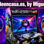 Imagen destacada de Arcadeencasa.es by Miguel Cruz con máquina arcade retro para casa, diseño gaming neón, doble joystick y estética arcade clásica