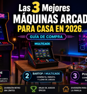 Las 3 mejores máquinas arcade para casa en 2026 con recreativa de pie, bartop multicade y sistema plug and play