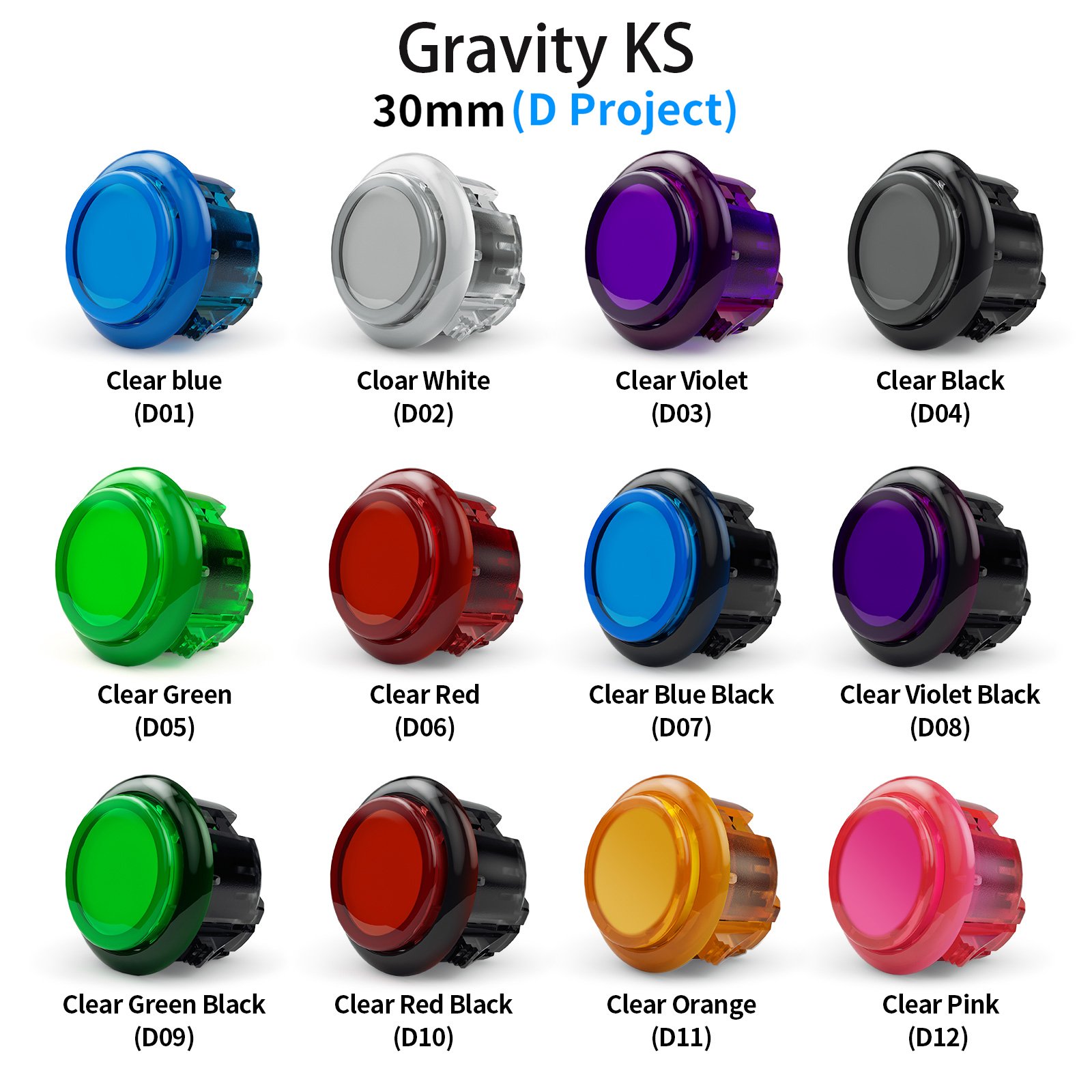 Qanba Gravity KS — botones arcade silenciosos 30 mm